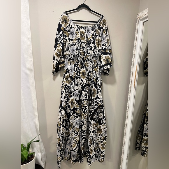 Free People Dixie Maxi Chic Black and Gold Floral Dress - Picture 11 of 13